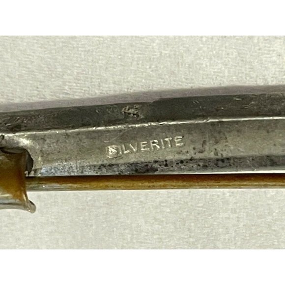 Vintage Fishson Silverite Rhinestone Bar Brooch Pretty Silvertone, blue Sapphire - Picture 4 of 7